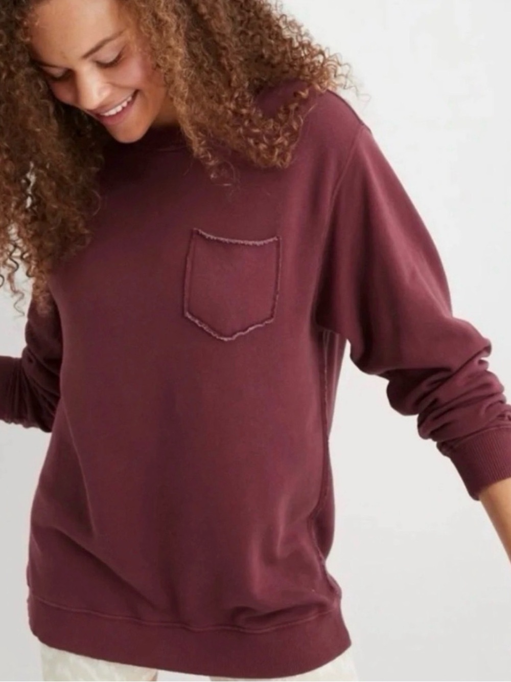 Aerie Cozy Maroon Pocket Sweatshirt